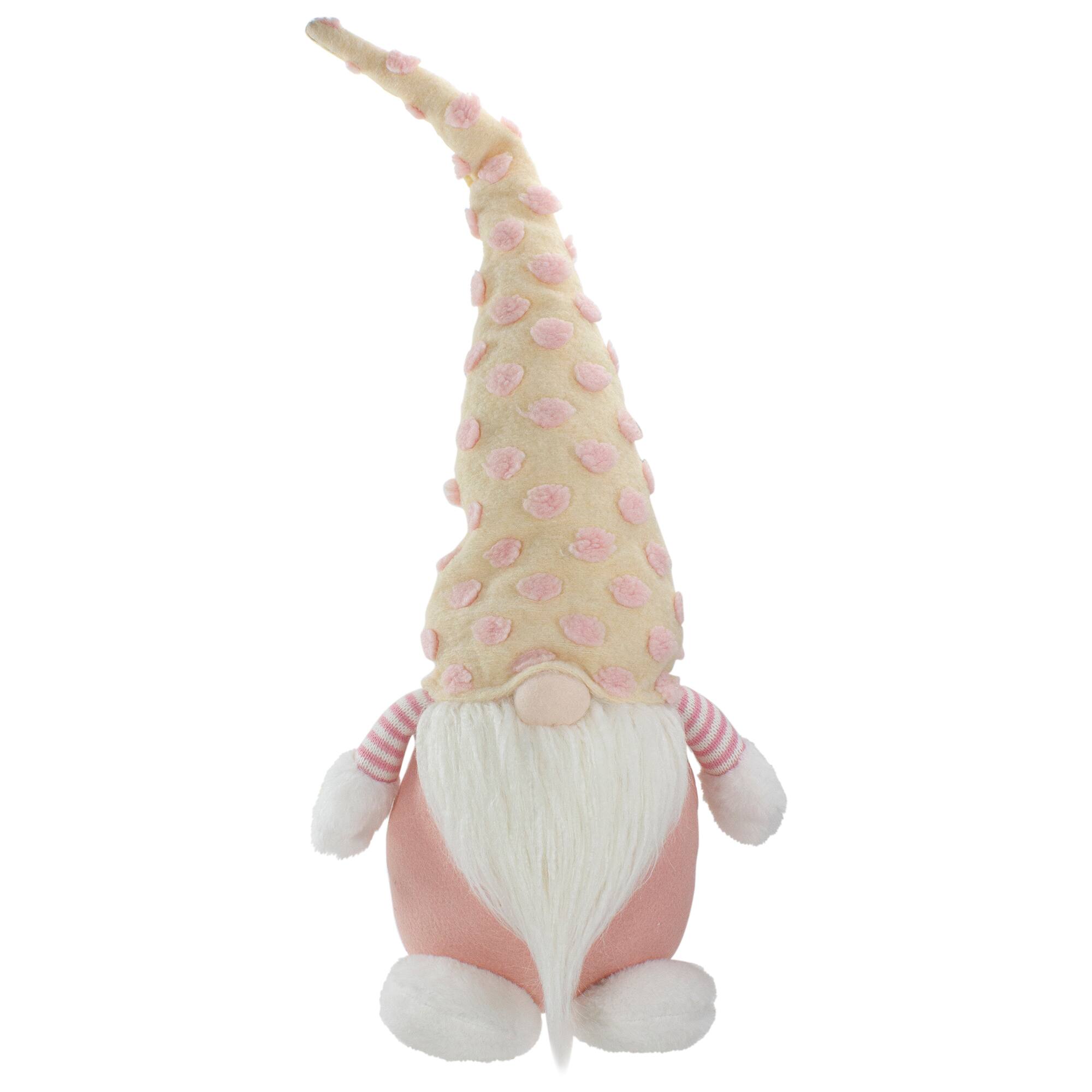24" Pink & Yellow Plush Gnome with Polka Dot Hat Figure